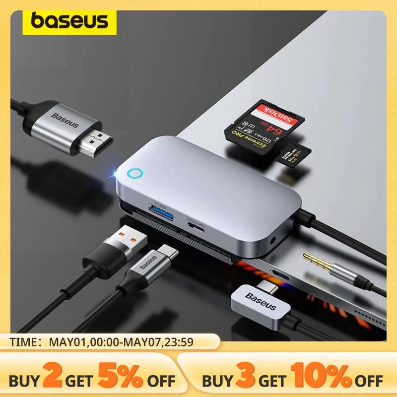Baseus Padsafe USB C ,  е  е ο, 4K @ 30Hz HDMI ȣȯ USB 3.0 SD TF ī, Ʈ ׼  